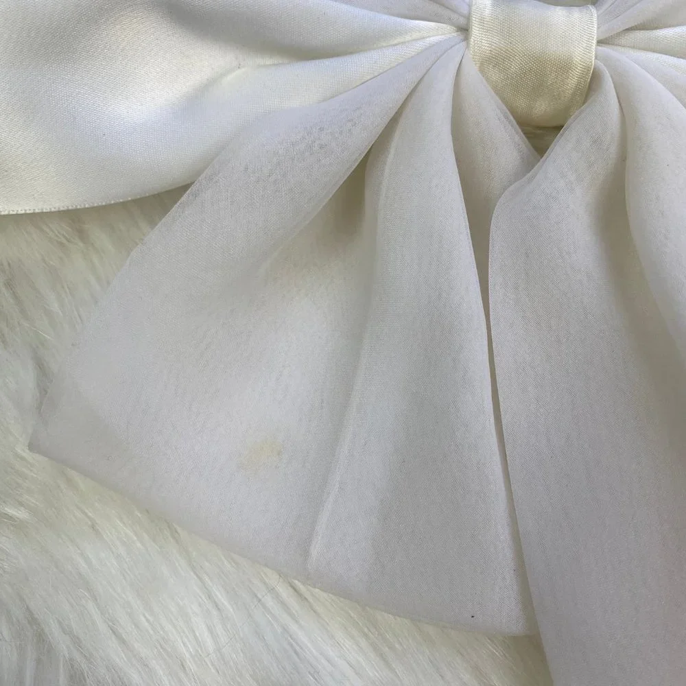 Vintage Ivory Hair Bow Clip 6.5